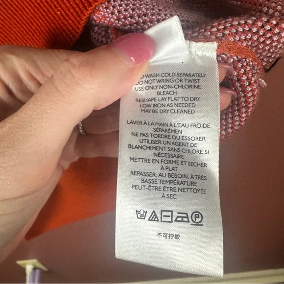 Maeve Boat Neck Orange and White Knit Sweater Size XS - Picture 9 of 11